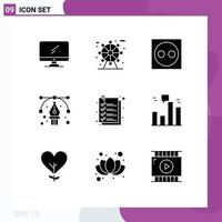 Set of 9 Modern UI Icons Symbols Signs for check design devices art hardware Editable Vector Design Elements