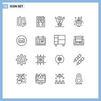 Universal Icon Symbols Group of 16 Modern Outlines of image growth document business fake Editable Vector Design Elements