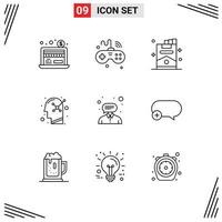 Set of 9 Modern UI Icons Symbols Signs for customer human mind cigar psychology optimistic Editable Vector Design Elements