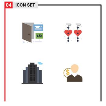 4 Flat Icon concept for Websites Mobile and Apps browser real page love user Editable Vector Design Elements