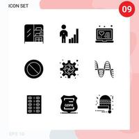 Set of 9 Modern UI Icons Symbols Signs for piece connect laptop sign ban Editable Vector Design Elements