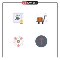 4 Universal Flat Icon Signs Symbols of certificate sun flower stamp luggage nature Editable Vector Design Elements