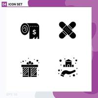 Editable Vector Line Pack of 4 Simple Solid Glyphs of budget medical expenses band gift Editable Vector Design Elements