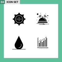 Group of 4 Solid Glyphs Signs and Symbols for devices water technology notification analytics Editable Vector Design Elements