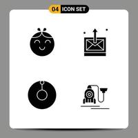 Group of 4 Modern Solid Glyphs Set for baby vacuum business technology hotel Editable Vector Design Elements