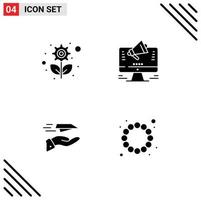 Stock Vector Icon Pack of 4 Line Signs and Symbols for recycling hand gear web paper plane Editable Vector Design Elements