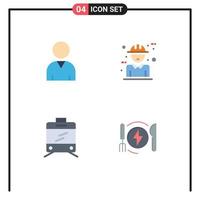 Flat Icon Pack of 4 Universal Symbols of human consumption builder design dinner Editable Vector Design Elements