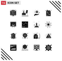 Modern Set of 16 Solid Glyphs and symbols such as basketball liquid wedding kerosene bottle Editable Vector Design Elements