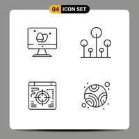 4 Creative Icons Modern Signs and Symbols of monitor business easter nature neptune Editable Vector Design Elements