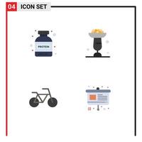 4 User Interface Flat Icon Pack of modern Signs and Symbols of gym vehicles baking cupsakes chart Editable Vector Design Elements