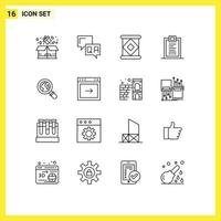 Universal Icon Symbols Group of 16 Modern Outlines of lost development canned design confirmation Editable Vector Design Elements