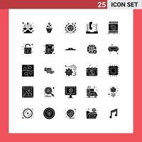 Editable Vector Line Pack of 25 Simple Solid Glyphs of help communication grow seo premium Editable Vector Design Elements