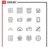 Set of 16 Commercial Outlines pack for duplicate user two clone connection Editable Vector Design Elements