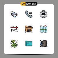 Stock Vector Icon Pack of 9 Line Signs and Symbols for gps printer finance navigation fire exit Editable Vector Design Elements