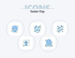 Easter Blue Icon Pack 5 Icon Design. catkin. paint. lamb. egg. color vector