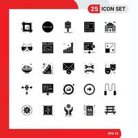 Modern Set of 25 Solid Glyphs Pictograph of business bangla parking asian bangladesh Editable Vector Design Elements