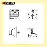 4 Creative Icons Modern Signs and Symbols of website package hosting box speaker Editable Vector Design Elements