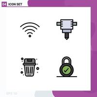 Universal Icon Symbols Group of 4 Modern Filledline Flat Colors of connection lock jackhammer delete security Editable Vector Design Elements