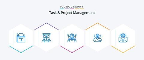 Task And Project Management 25 Blue icon pack including mail. cloud creative. configuration. campaign. share vector