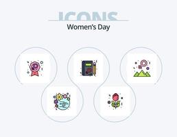 Womens Day Line Filled Icon Pack 5 Icon Design. badge. mothers. avatar. happy. woman vector