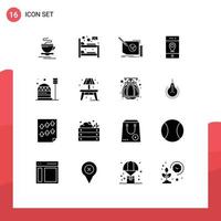 Editable Vector Line Pack of 16 Simple Solid Glyphs of base pin content map text Editable Vector Design Elements