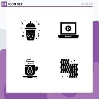 Editable Vector Line Pack of Simple Solid Glyphs of frappe animal laptop coffee cooking Editable Vector Design Elements