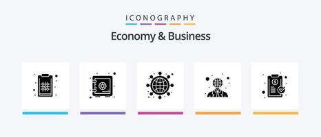 Economy And Business Glyph 5 Icon Pack Including clip. world. network. user. communication. Creative Icons Design vector