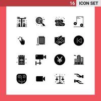 16 Thematic Vector Solid Glyphs and Editable Symbols of expand audio search music fireplace Editable Vector Design Elements