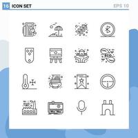 User Interface Pack of 16 Basic Outlines of diamonds network spring connection bluetooth Editable Vector Design Elements