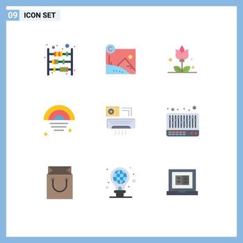 9 Universal Flat Colors Set for Web and Mobile Applications aircondition weather copyrighted sky rainbow Editable Vector Design Elements
