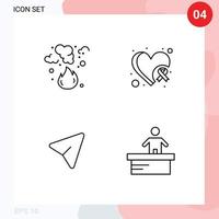 Set of 4 Modern UI Icons Symbols Signs for burn arrow pollution cancer mouse Editable Vector Design Elements