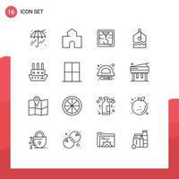 16 User Interface Outline Pack of modern Signs and Symbols of furniture steamship printer steamboat tag Editable Vector Design Elements