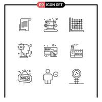 Outline Pack of 9 Universal Symbols of buy mechanism correction man brain Editable Vector Design Elements