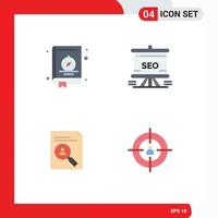 User Interface Pack of 4 Basic Flat Icons of compass application camping seo curriculum Editable Vector Design Elements