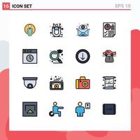 Set of 16 Modern UI Icons Symbols Signs for time page attachment document view Editable Creative Vector Design Elements