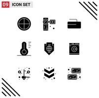 Stock Vector Icon Pack of 9 Line Signs and Symbols for world weather video camera thermometer nature Editable Vector Design Elements