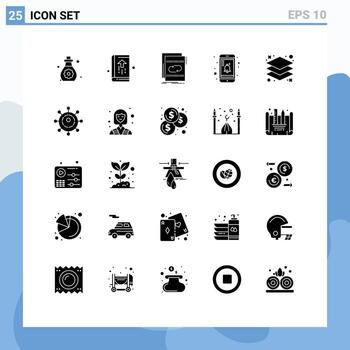 grupo de 25 moderno sólido glifos conjunto para diseño notificación cuaderno móvil mezcla editable vector diseño elementos