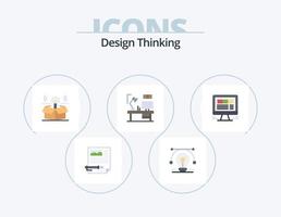 Design Thinking Flat Icon Pack 5 Icon Design. lamp. table. vector. solution. bulb vector