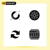 Stock Vector Icon Pack of 4 Line Signs and Symbols for food refresh supermarket cell rotate Editable Vector Design Elements