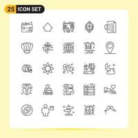 25 Universal Line Signs Symbols of document communication web layer layers Editable Vector Design Elements