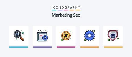 márketing seo línea lleno 5 5 icono paquete incluso ratón. datos. favorito. informática. seo embalar. creativo íconos diseño vector