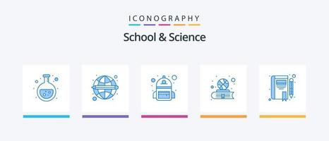 School And Science Blue 5 Icon Pack Including story. sport. bag. study. book. Creative Icons Design vector