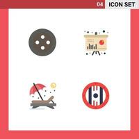 Set of 4 Vector Flat Icons on Grid for sew sun presentation beach element Editable Vector Design Elements