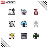 Set of 9 Modern UI Icons Symbols Signs for wifi christmas bynny snowman christmas Editable Vector Design Elements