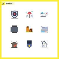 Universal Icon Symbols Group of 9 Modern Flat Colors of office real game estate rotate Editable Vector Design Elements