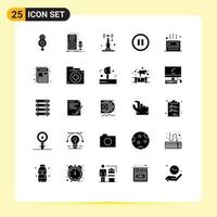 Set of 25 Commercial Solid Glyphs pack for room bath internet user interface Editable Vector Design Elements