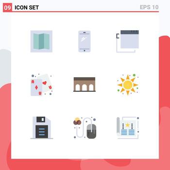 moderno conjunto de 9 9 plano colores y símbolos tal como Monumento columnas ventanas arquitectura jugar editable vector diseño elementos