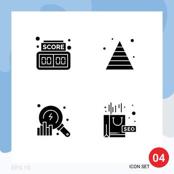 Pictogram Set of 4 Simple Solid Glyphs of board data business pyramid complex Editable Vector Design Elements