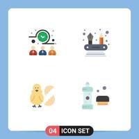 Group of 4 Modern Flat Icons Set for meeting easter workers networking happy Editable Vector Design Elements