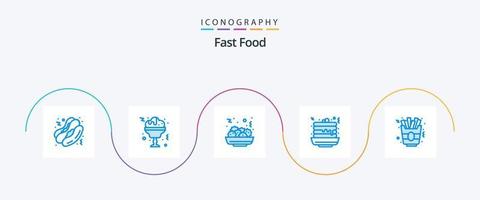 Fast Food Blue 5 Icon Pack Including . french fries. eat. food. sweet vector